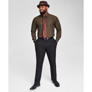 Tayion Collection Men Slim fit Long Sleeve Button-Up Shirt Size 15 32-33 Brown